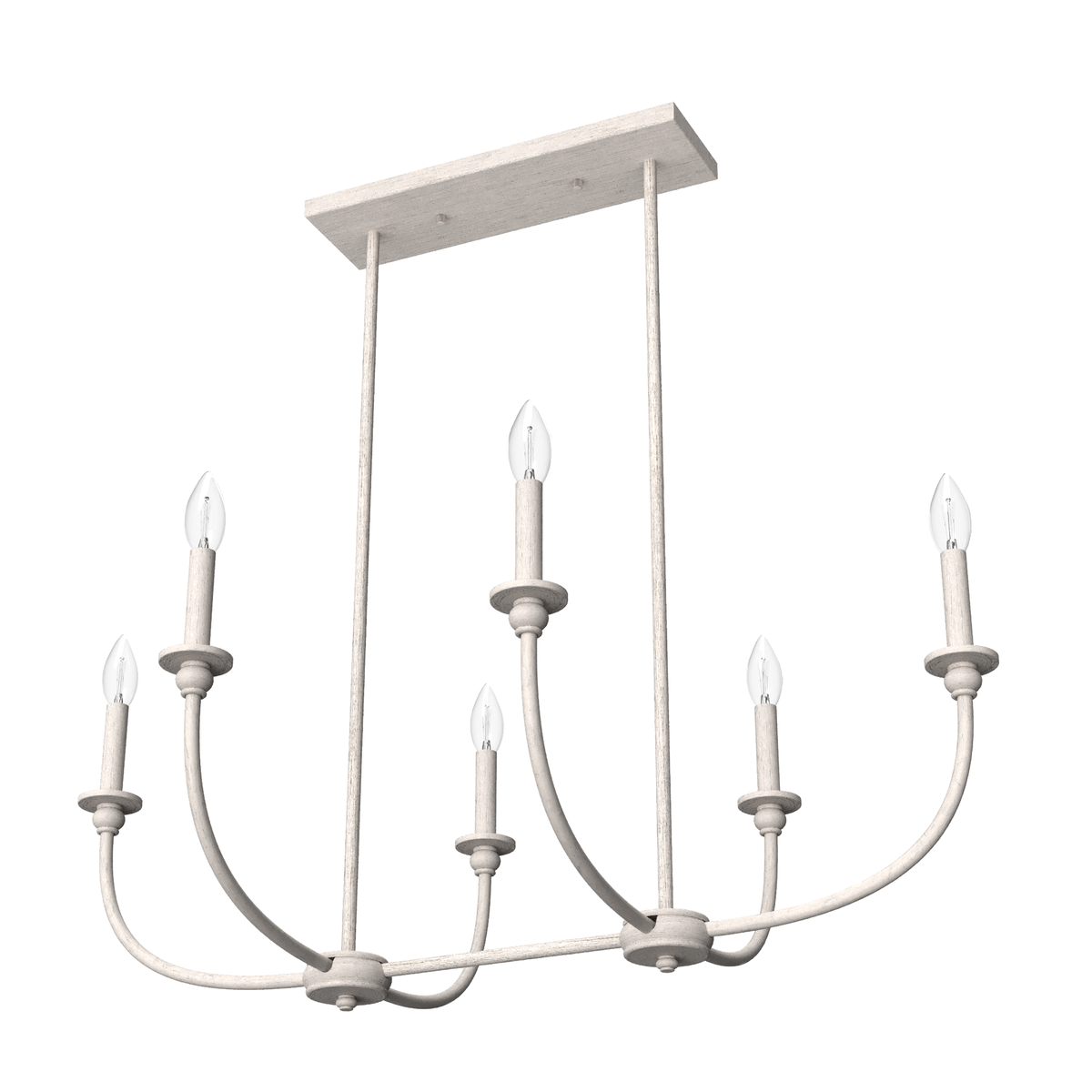 Southcrest 36-inch 6-light Distressed White Linear Chandelier