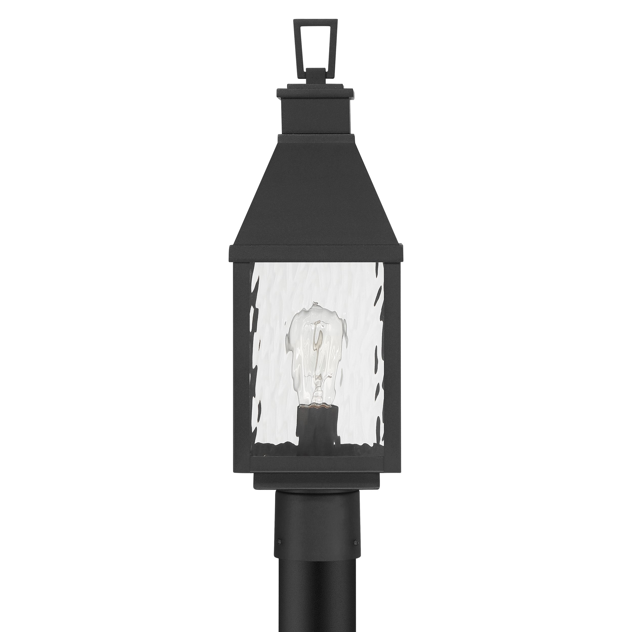 Glencrest 20-inch 1-light Textured Black Exterior Post Light with Clear Water Glass