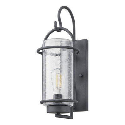Taplow 16-inch 1-light Weathered Zinc Exterior Wall Sconce with Clear Seeded Glass Shade