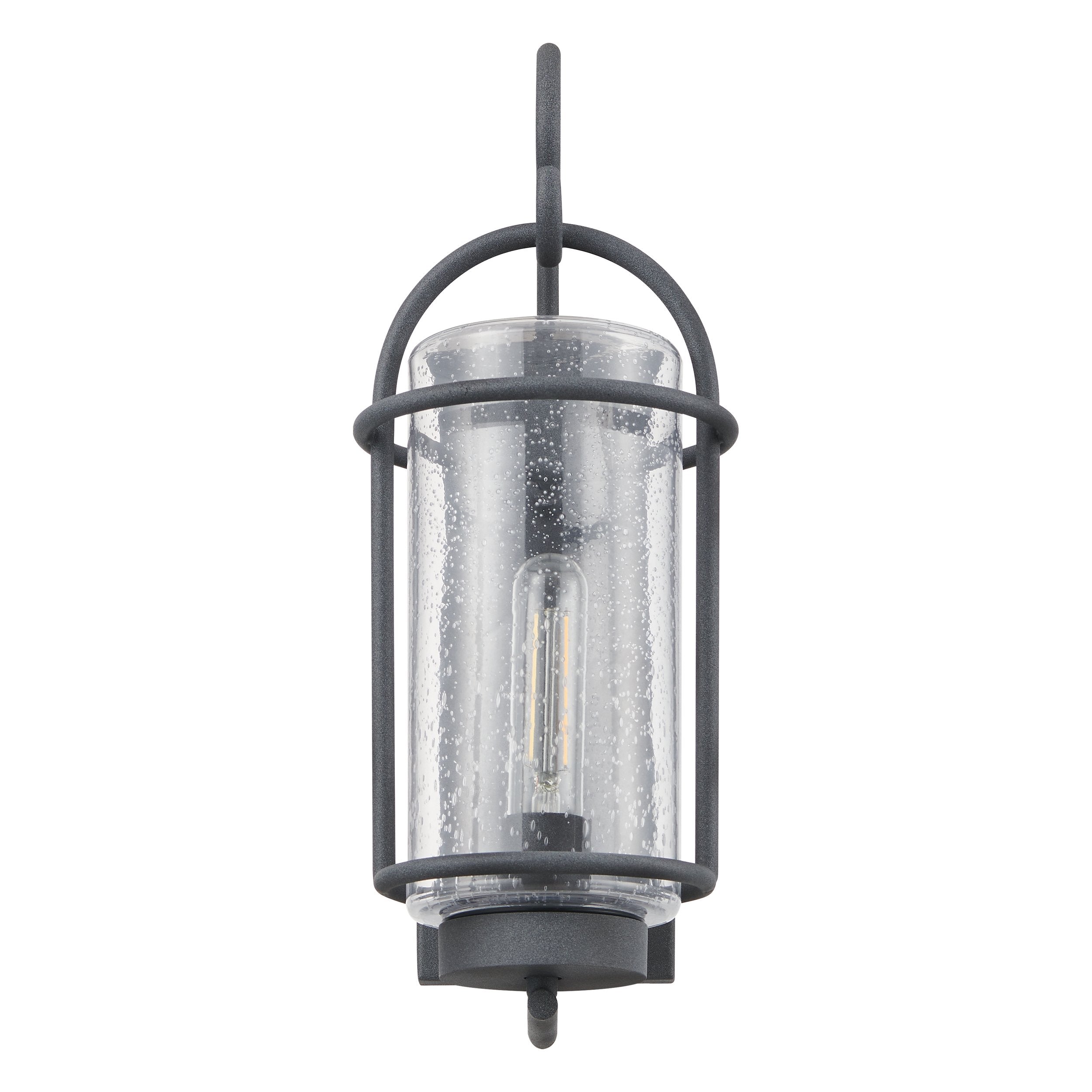 Taplow 16-inch 1-light Weathered Zinc Exterior Wall Sconce with Clear Seeded Glass Shade