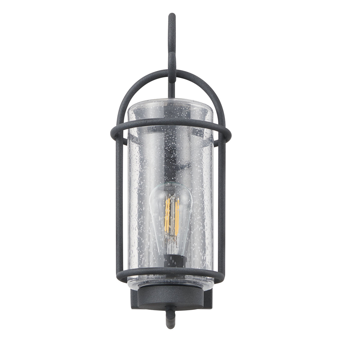 Taplow 16-inch 1-light Weathered Zinc Exterior Wall Sconce with Clear Seeded Glass Shade