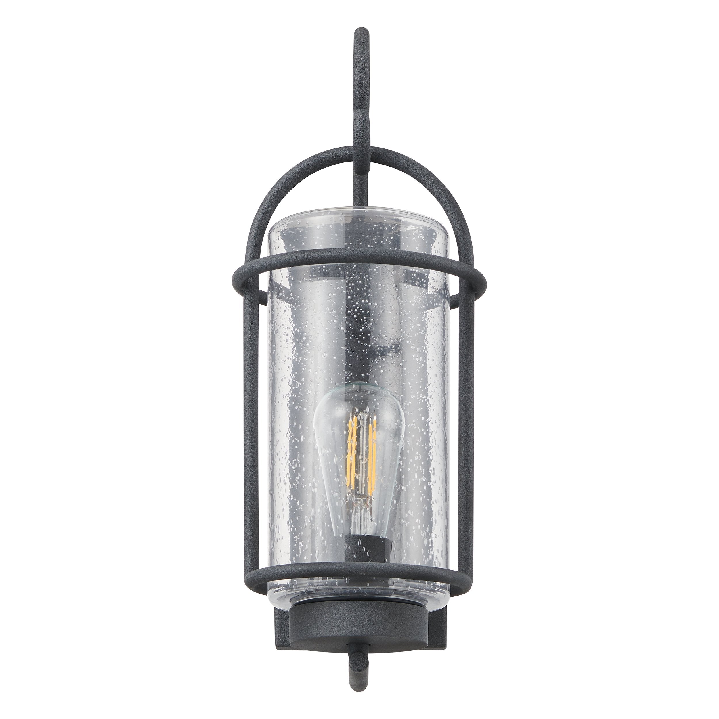 Taplow 16-inch 1-light Weathered Zinc Exterior Wall Sconce with Clear Seeded Glass Shade