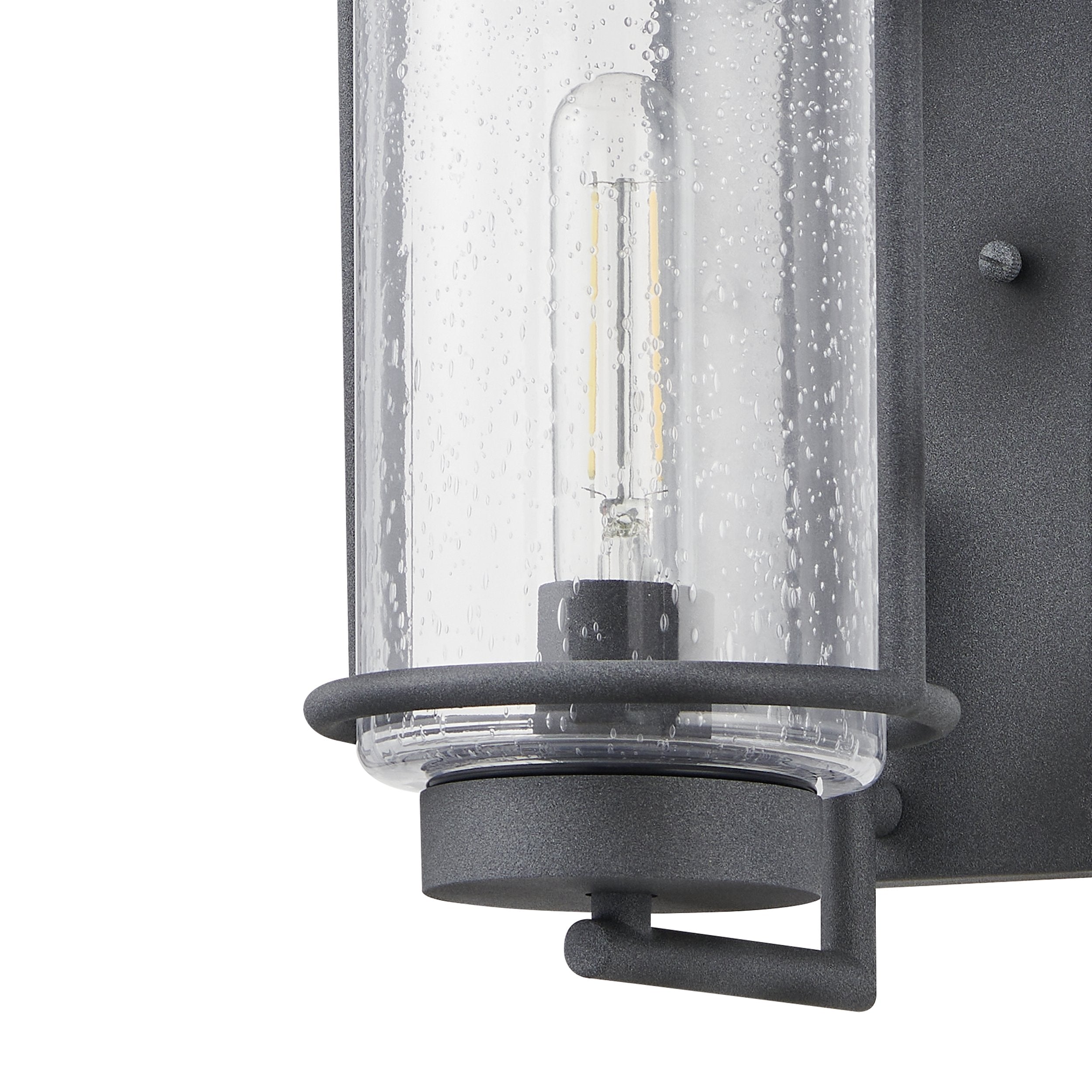Taplow 16-inch 1-light Weathered Zinc Exterior Wall Sconce with Clear Seeded Glass Shade