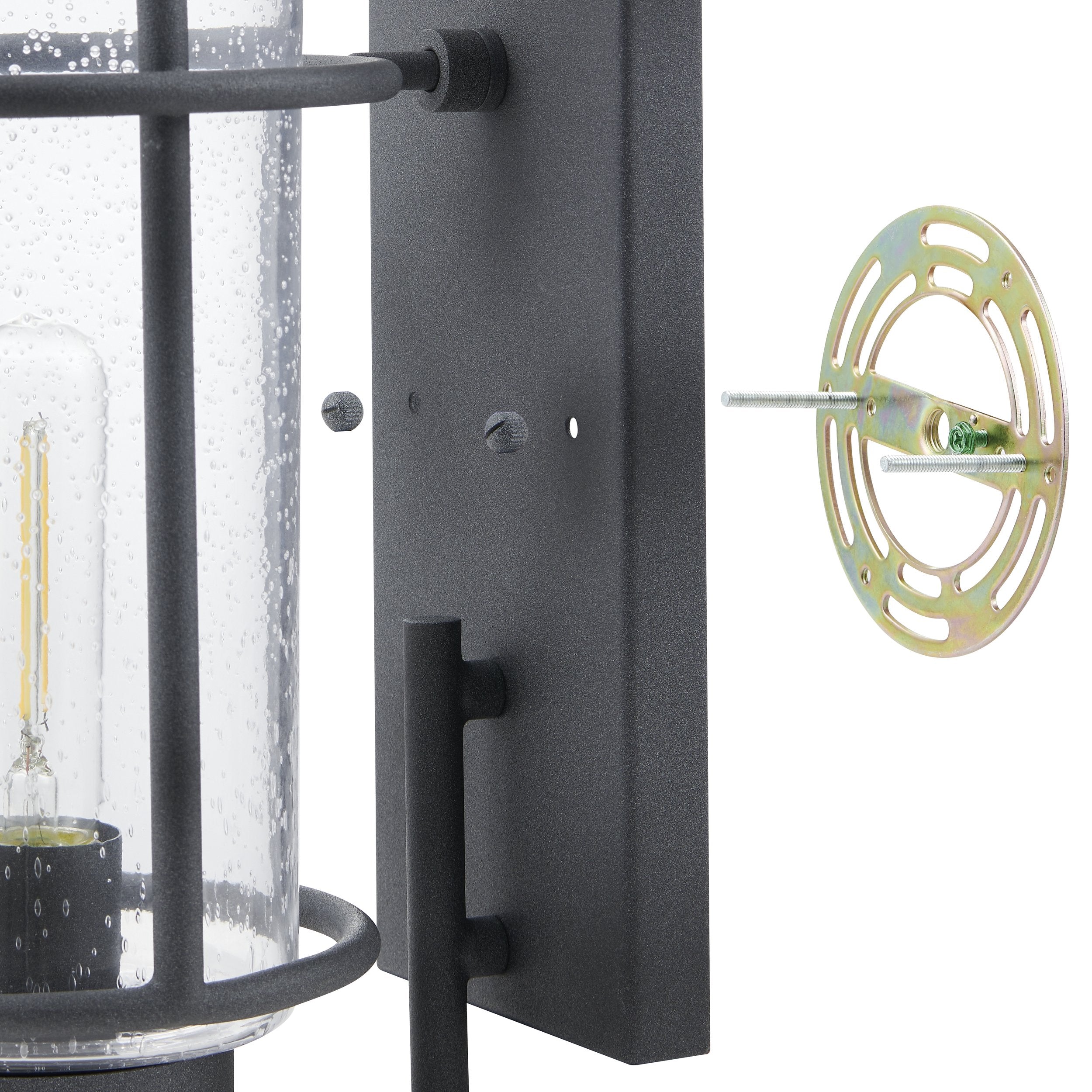 Taplow 16-inch 1-light Weathered Zinc Exterior Wall Sconce with Clear Seeded Glass Shade