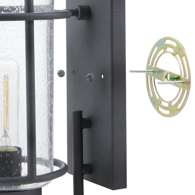 Taplow 16-inch 1-light Weathered Zinc Exterior Wall Sconce with Clear Seeded Glass Shade