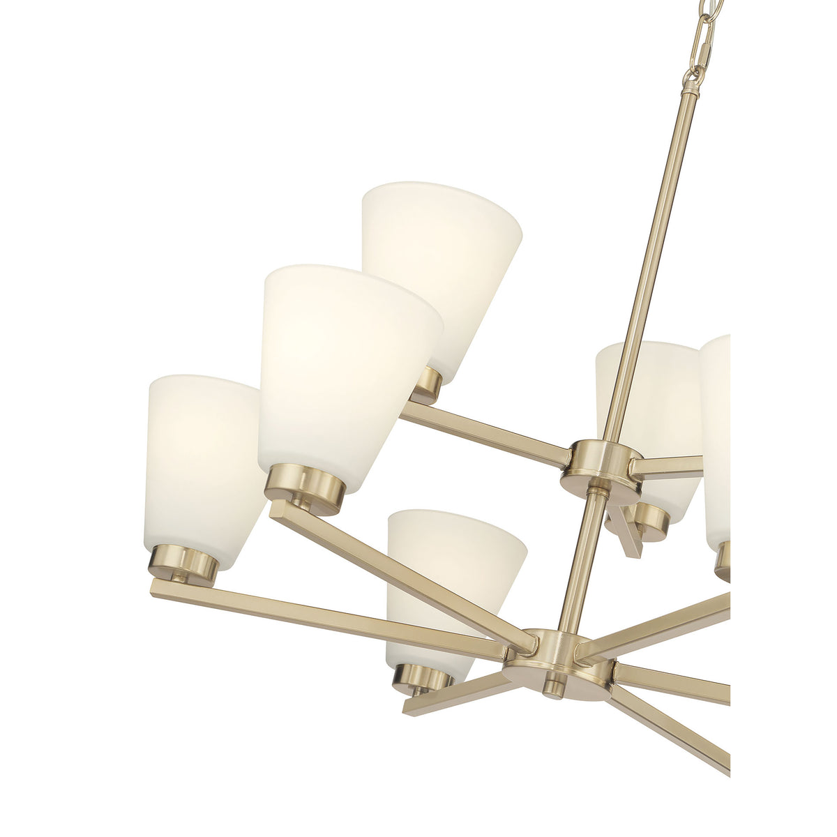 28.5-inch Strayhan Modern Gold 9-Light White Frosted Glass Chandelier