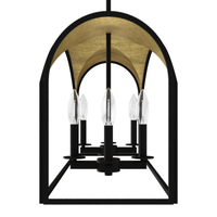 Dukestown 41-inch 8-light Natural Black Iron and Gold Leaf Linear Chandelier
