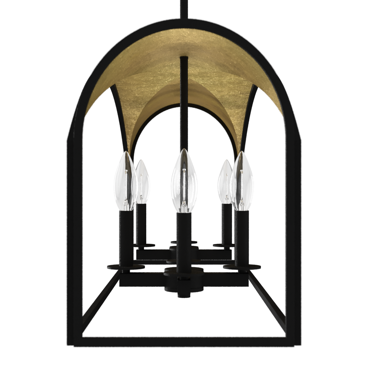 Dukestown 41-inch 8-light Natural Black Iron and Gold Leaf Linear Chandelier