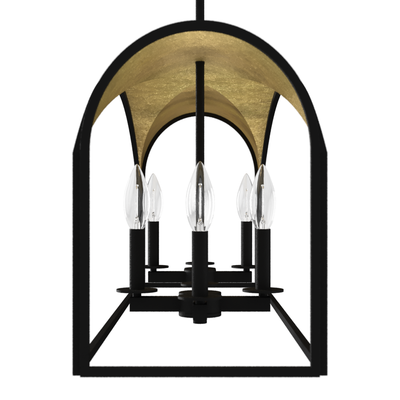 Dukestown 41-inch 8-light Natural Black Iron and Gold Leaf Linear Chandelier