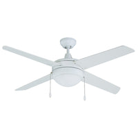50 Inch Europa AC White Indoor Ceiling Fan 4-Blade 2 Lights Reversible