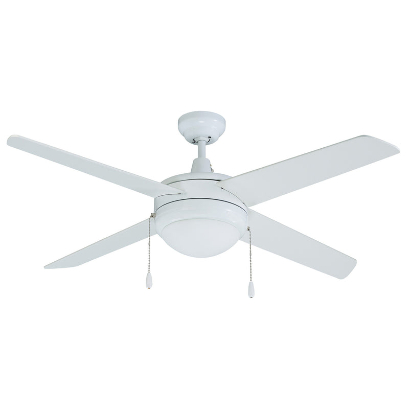 50 Inch Europa AC White Indoor Ceiling Fan 4-Blade 2 Lights Reversible