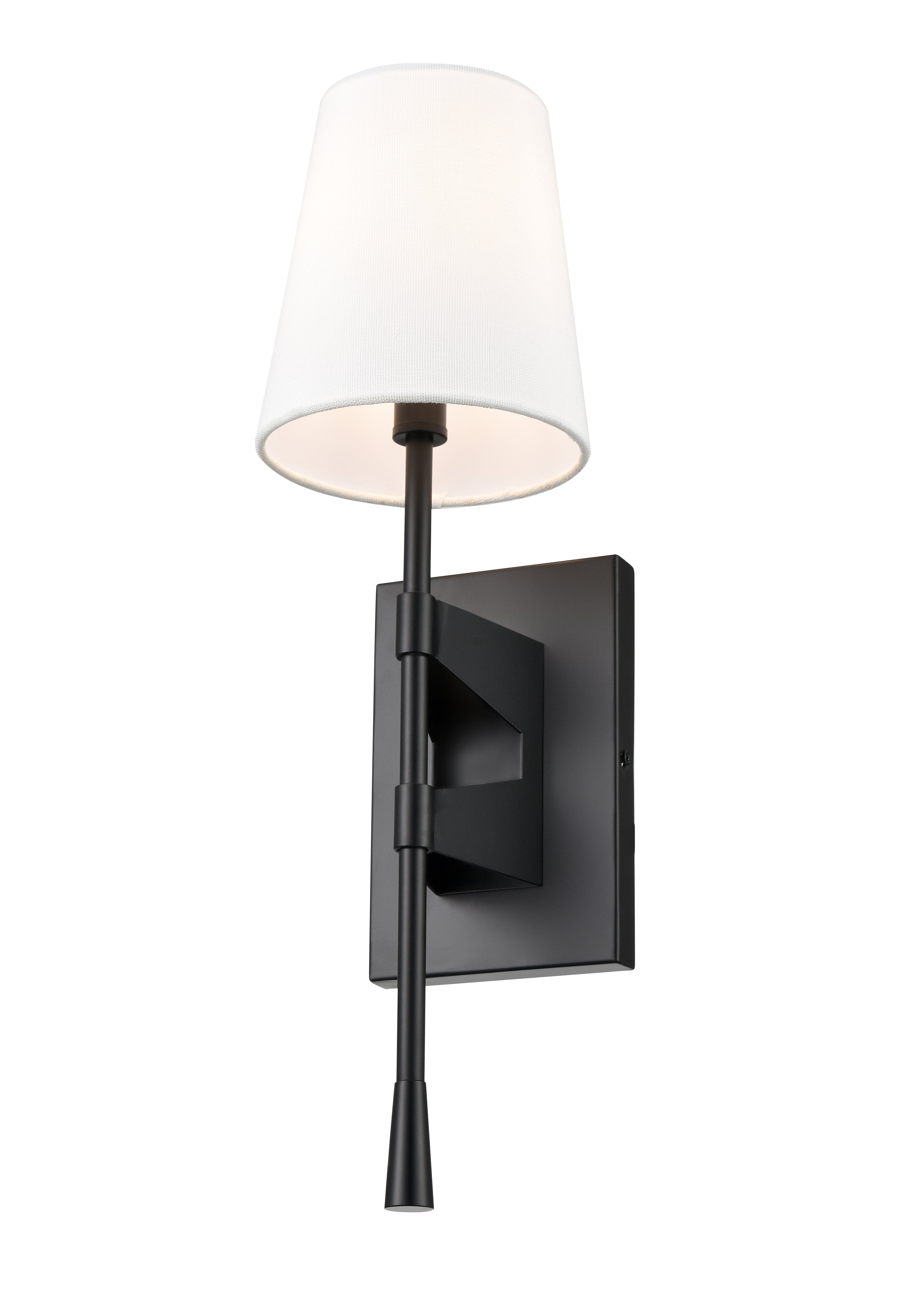 19.5-inch Matte Black 1-Light Linen Fabric Shade Wall Sconce