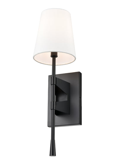 19.5-inch Matte Black 1-Light Linen Fabric Shade Wall Sconce