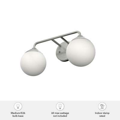 Hepburn 18-inch 2-light Brushed Nickel Vanity Light with Cased White Glass