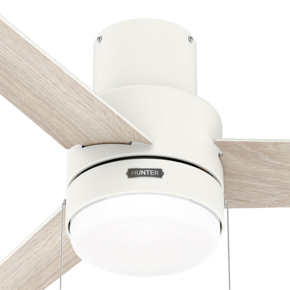 52 inch Brunner Matte White Low Profile Ceiling Fan with LED Light Kit and Pull Chain