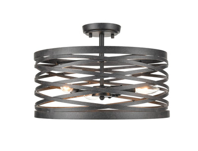 11'' None Weathered Iron 3 Light Semi-Flush Mount