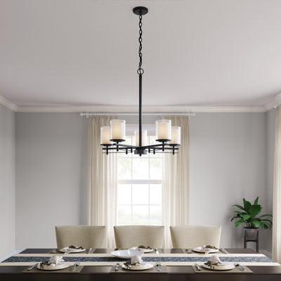 23'' Huderson Matte Black 5 Light Chandelier