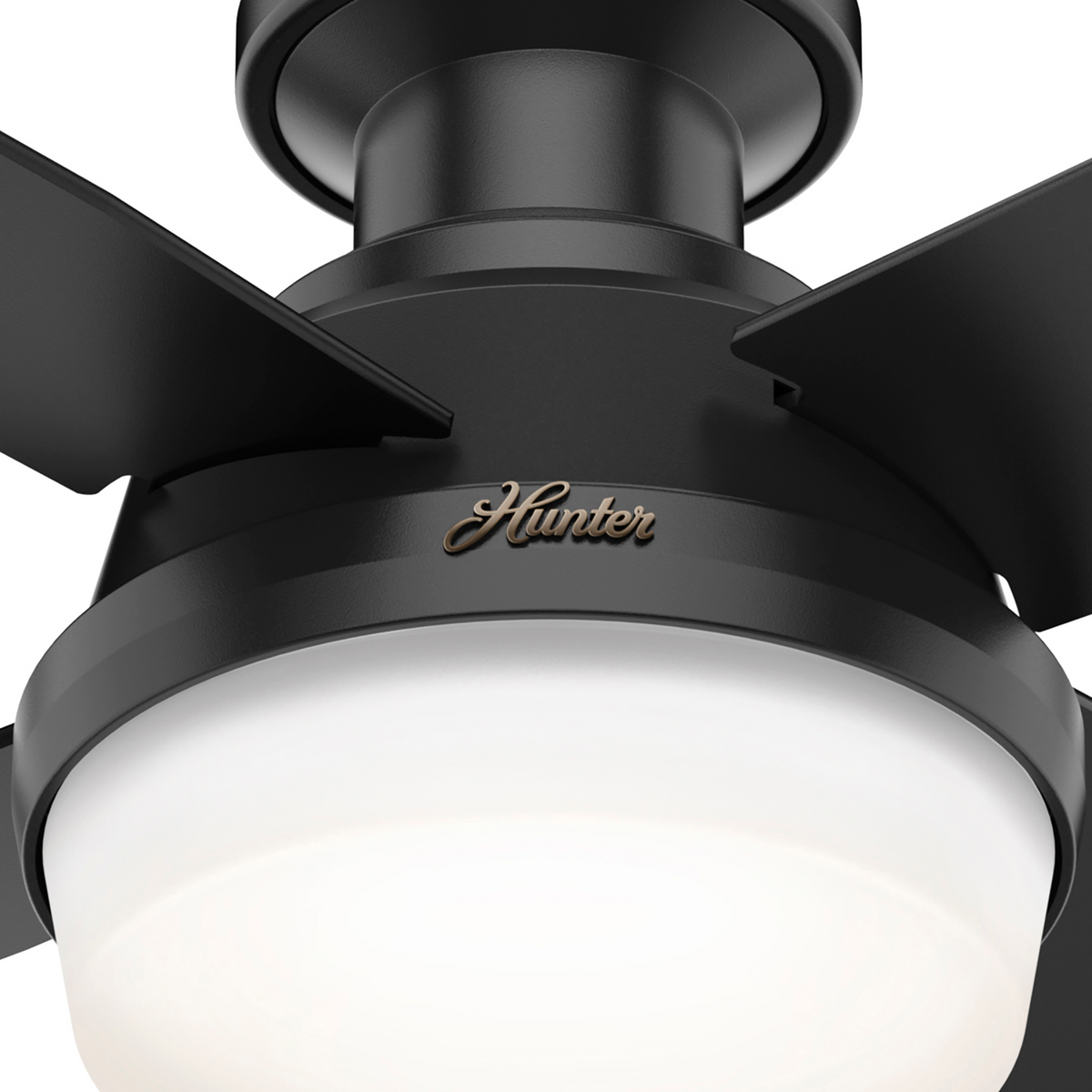 44 inch Dempsey Matte Black Low Profile Damp Rated Ceiling Fan with LED Light Kit and Handheld Remote