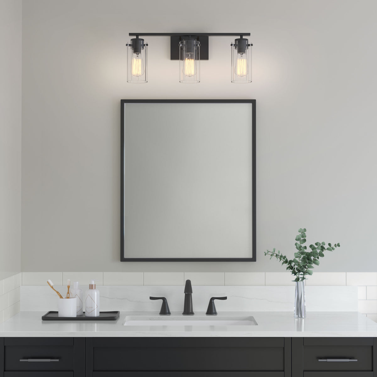 21.5'' Serena Matte Black 3 Light Bath Vanity