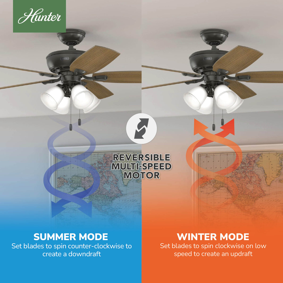 52 inch Amberlin Noble Bronze Ceiling Fan with LED Light Kit and Pull Chain