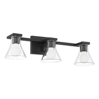 Gilford 24-inch 3-light Matte Black Vanity Light with Clear Glass Shades