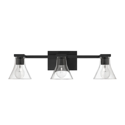 Gilford 24-inch 3-light Matte Black Vanity Light with Clear Glass Shades