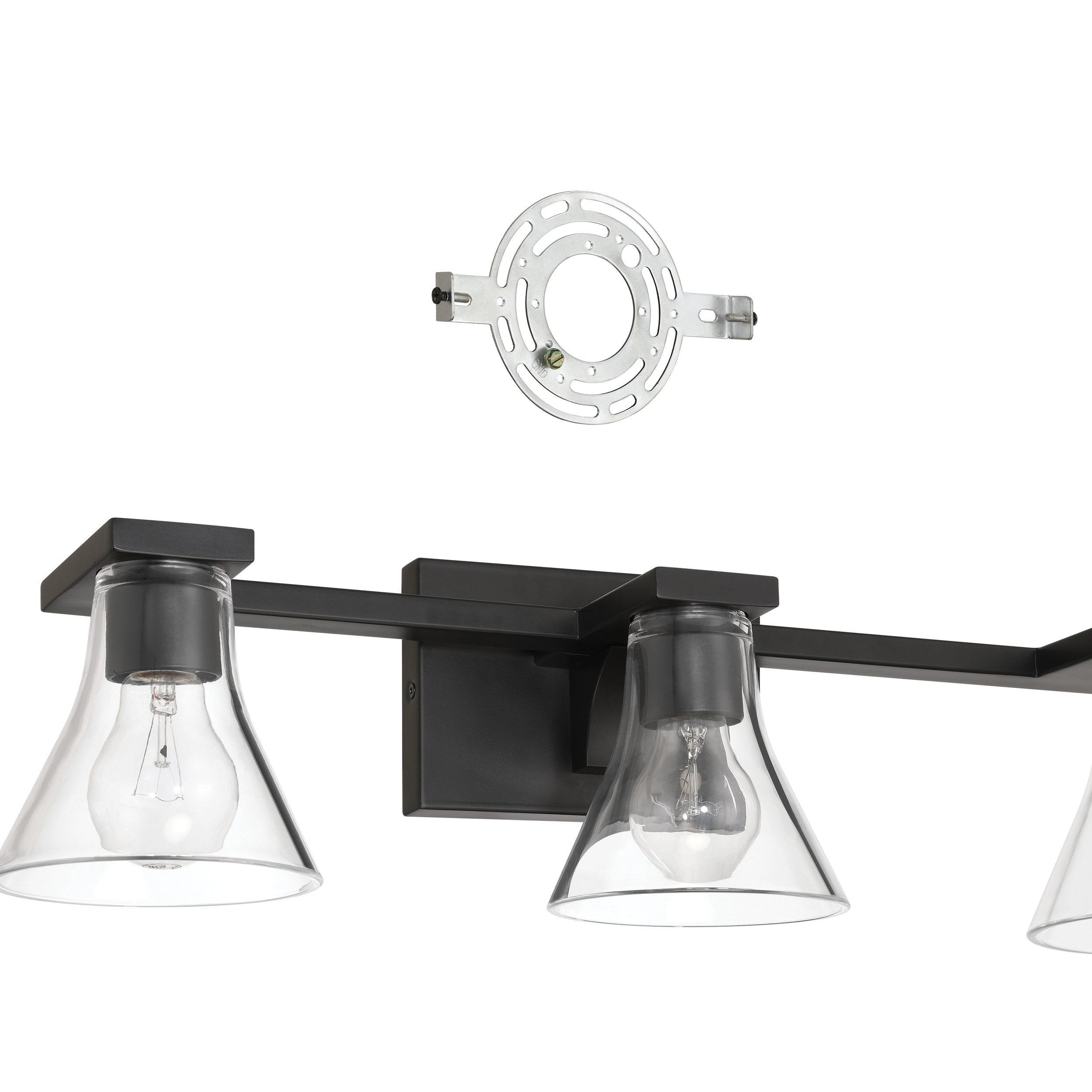 Gilford 24-inch 3-light Matte Black Vanity Light with Clear Glass Shades