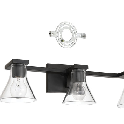 Gilford 24-inch 3-light Matte Black Vanity Light with Clear Glass Shades