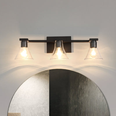 Gilford 24-inch 3-light Matte Black Vanity Light with Clear Glass Shades