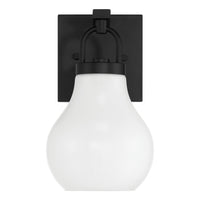 Mansfield 6-inch 1-light Matte Black Vanity Light with Opal Glass Shade