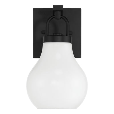 Mansfield 6-inch 1-light Matte Black Vanity Light with Opal Glass Shade