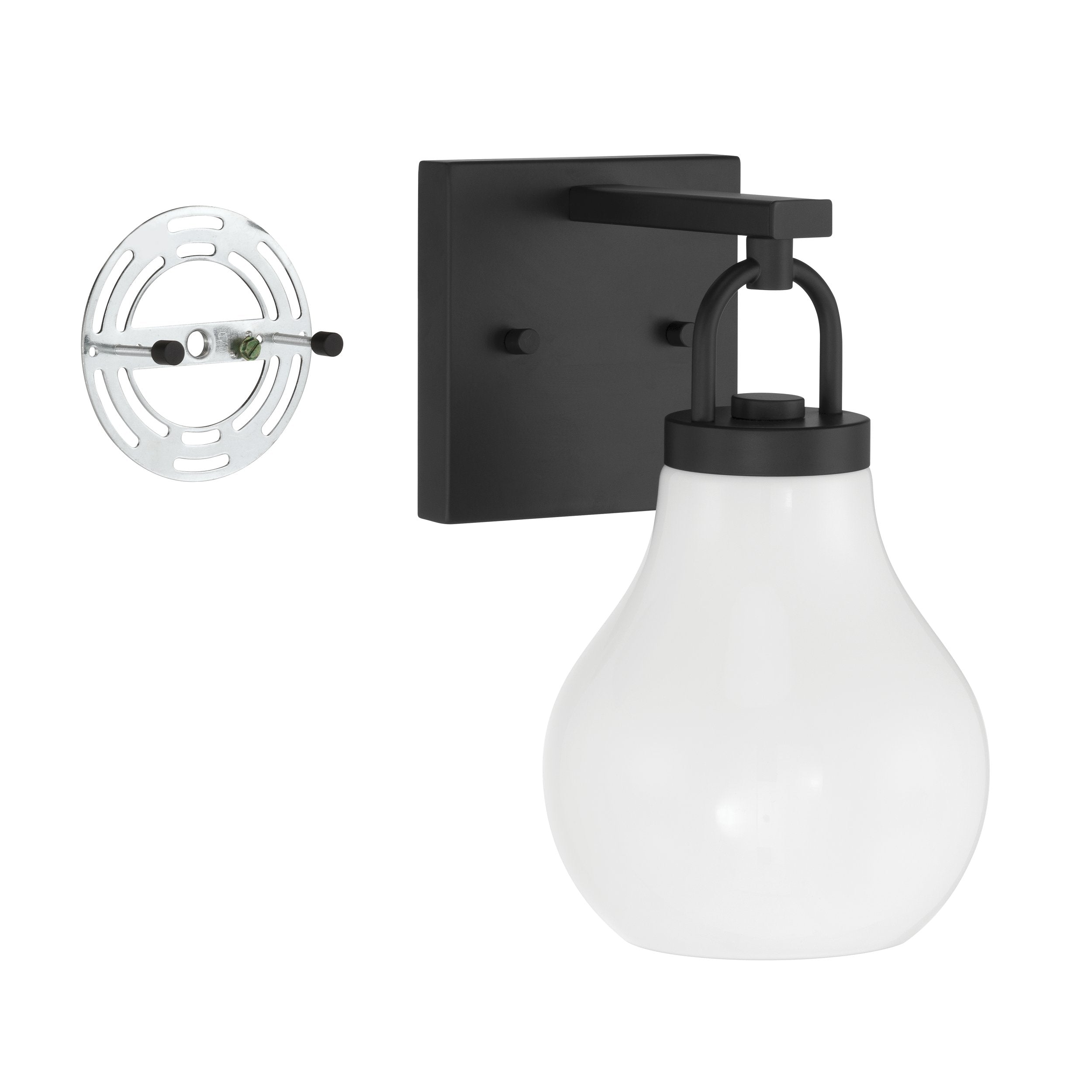 Mansfield 6-inch 1-light Matte Black Vanity Light with Opal Glass Shade