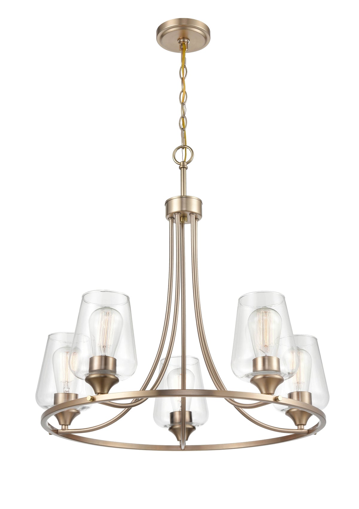 25'' Ashford Modern Gold 5 Light Chandelier