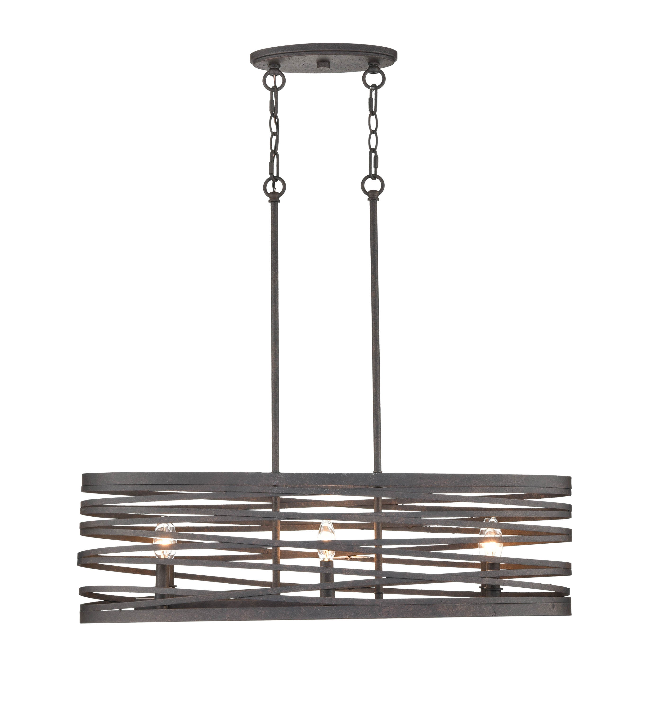 45-inch Weathered Iron 6-Light Linear Chandelier with 4.75 x 10-inch Backplate