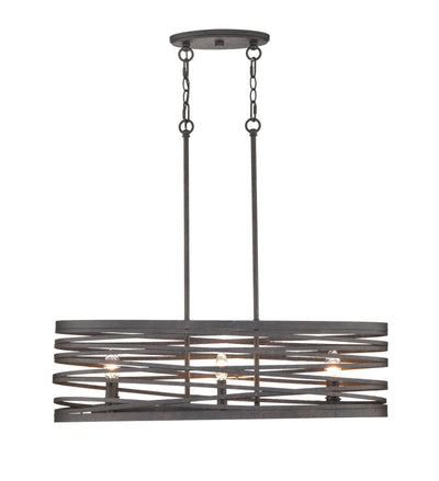 45-inch Weathered Iron 6-Light Linear Chandelier with 4.75 x 10-inch Backplate
