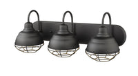 24.5'' Neo-Industrial Matte Black 3 Light Bath Vanity