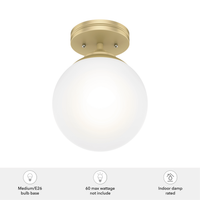 Hepburn 8-inch 1-light Modern Brass Semi-Flush Mount with Cased White Glass