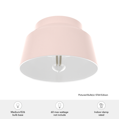 Cranbrook 11.5-inch 1-light Blush Pink Flush Mount Ceiling Light with Metal Shade