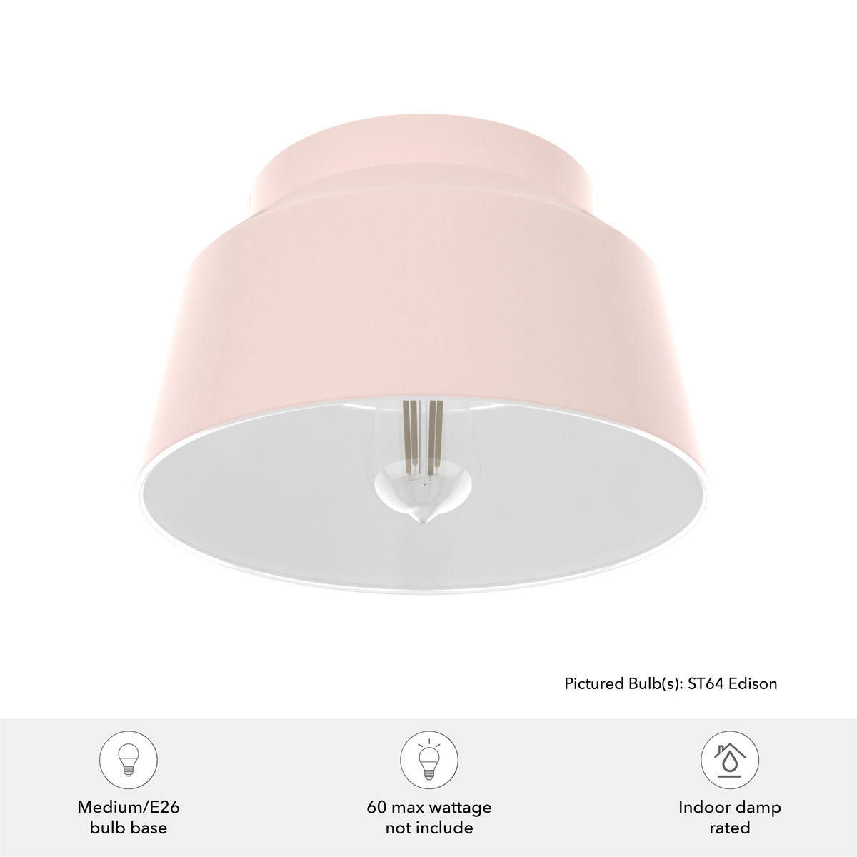 Cranbrook 11.5-inch 1-light Blush Pink Flush Mount Ceiling Light with Metal Shade