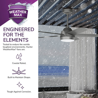 52 inch Skyflow Matte Silver WeatherMax Indoor / Outdoor Ceiling Fan with LED Light Kit and Wall Control
