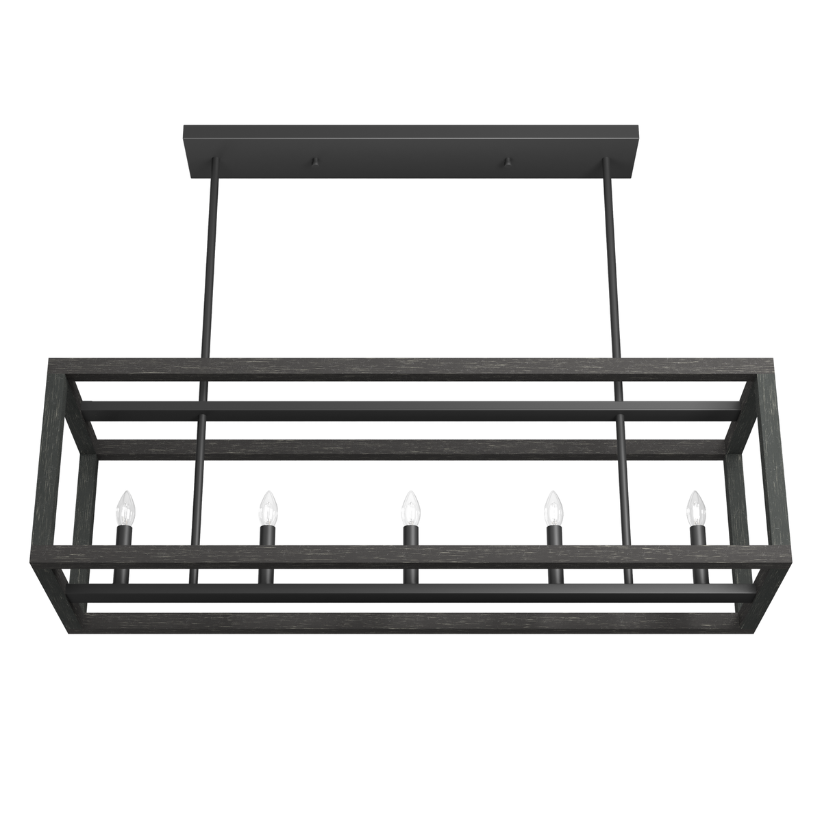 Squire Manor 40-inch 5-light Matte Black and Dark Ash Linear Chandelier