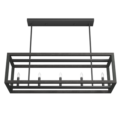 Squire Manor 40-inch 5-light Matte Black and Dark Ash Linear Chandelier