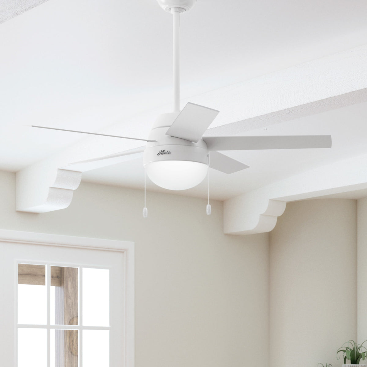 46 inch Anslee Fresh White Ceiling Fan with LED Light Kit and Pull Chain