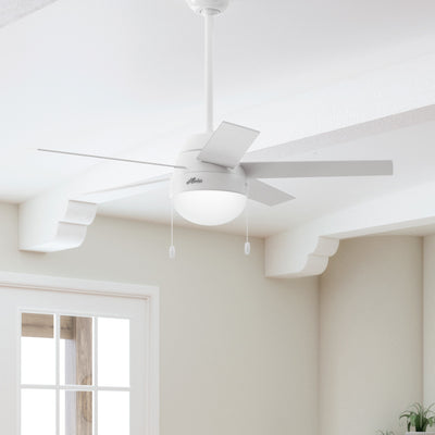 46 inch Anslee Fresh White Ceiling Fan with LED Light Kit and Pull Chain