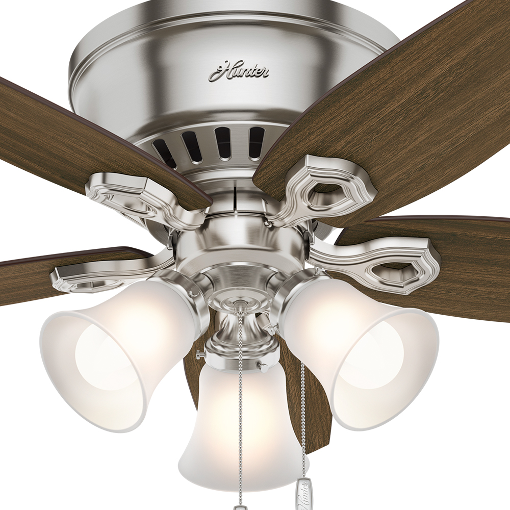 42 inch Builder Brushed Nickel Low Profile Ceiling Fan with LED Light Kit and Pull Chain