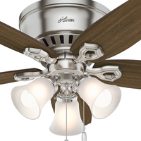 42 inch Builder Brushed Nickel Low Profile Ceiling Fan with LED Light Kit and Pull Chain