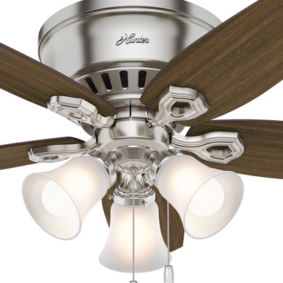 42 inch Builder Brushed Nickel Low Profile Ceiling Fan with LED Light Kit and Pull Chain