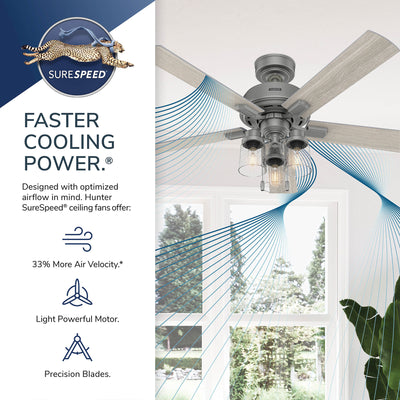 52 inch Hartland Matte Black Ceiling Fan with LED Light Kit and Pull Chain