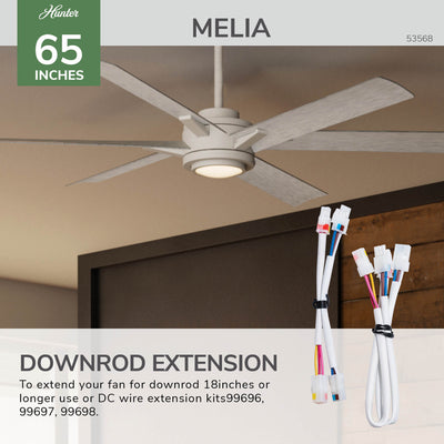 Casablanca 65 inch Melia ENERGY STAR® Fresh White Damp Rated Ceiling Fan with LED Light Kit and Wall Control and Handheld Remote