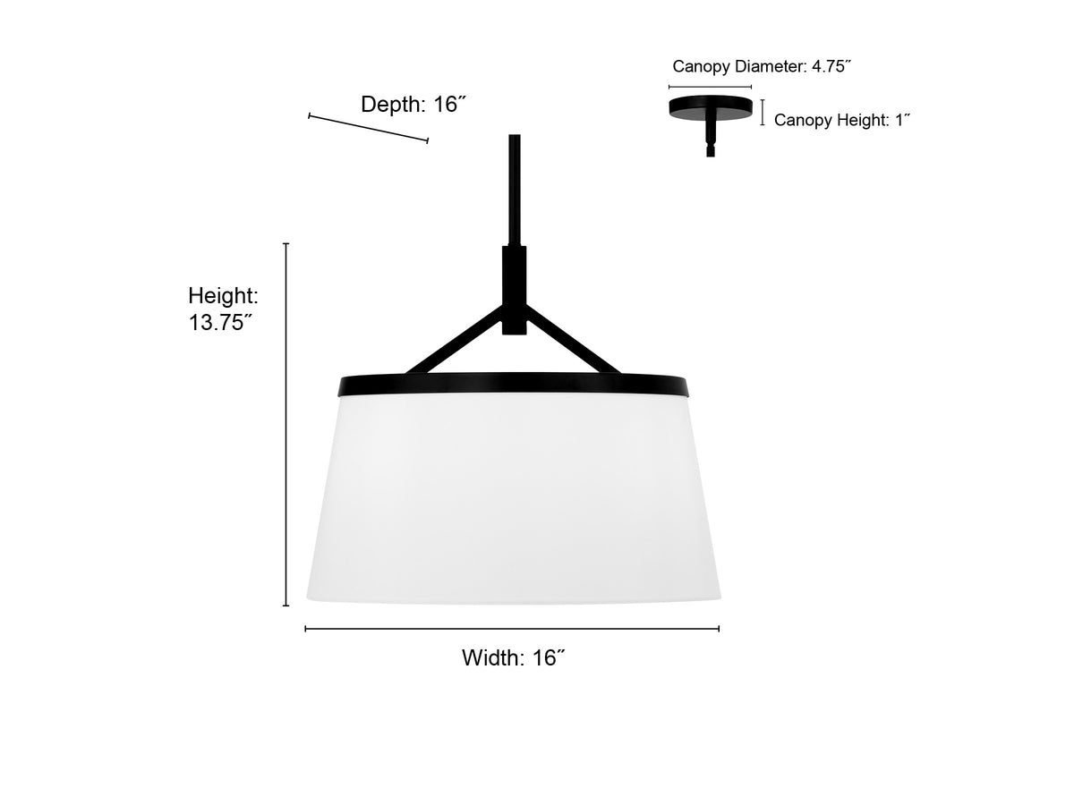13.75'' Montrine Matte Black 3 Light Pendant